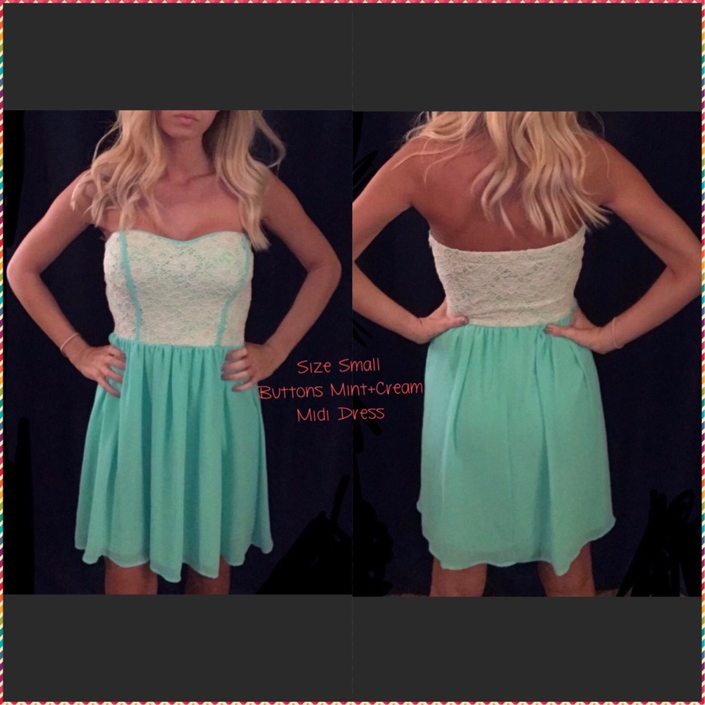 Buttons Dress mint & cream